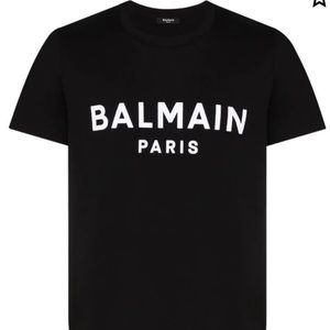 Balmain Men’s Paris Logo Print T-Shirt -Authentic